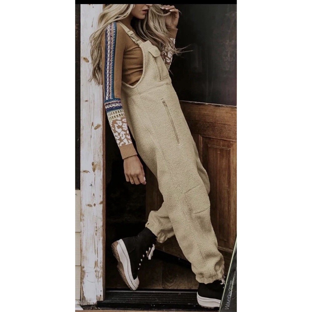 Madepants Camel Fleece Gorpcore Utility Overalls Jumpsuit Medium